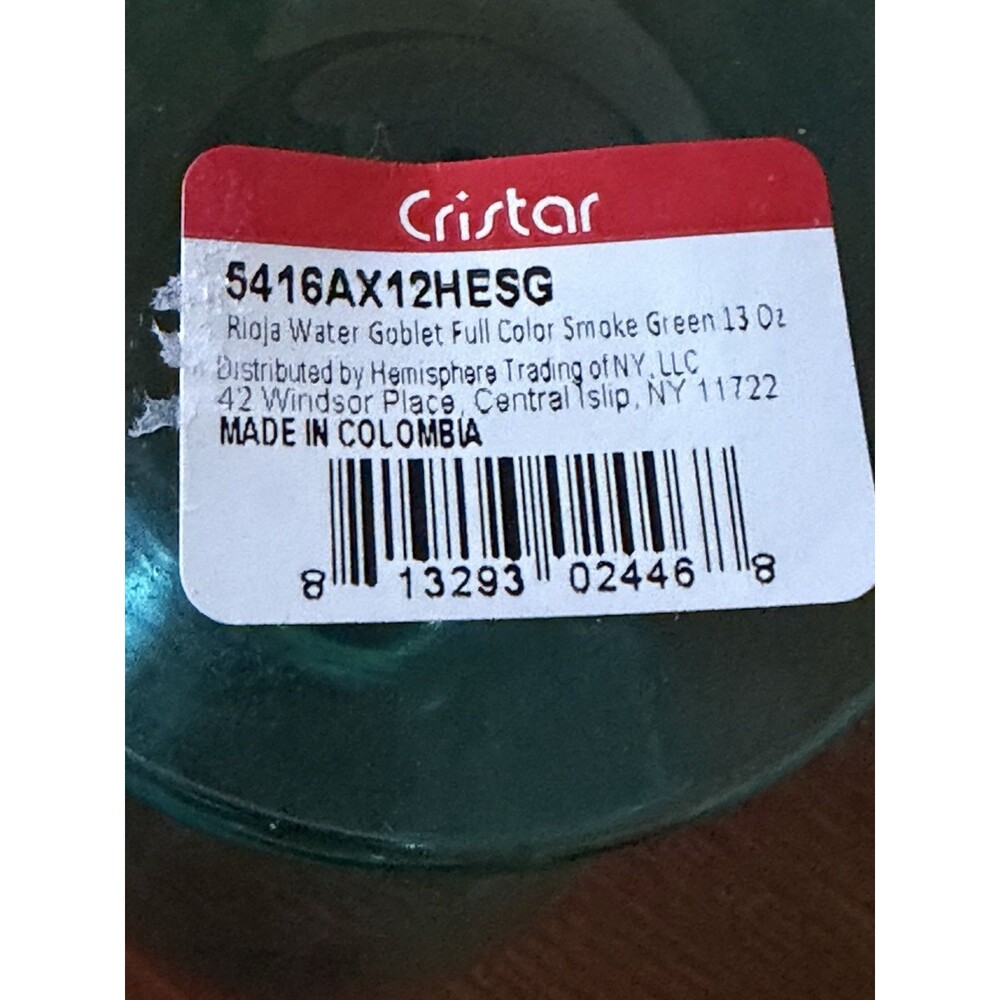 Cristar Rioja Wine Glasses Smoke Green 8" 12oz Goblets Set of 4 - Picture 11 of 11